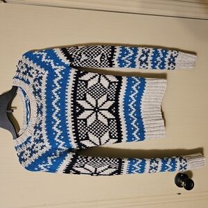 Blue and Black Patterned Women's Sweater